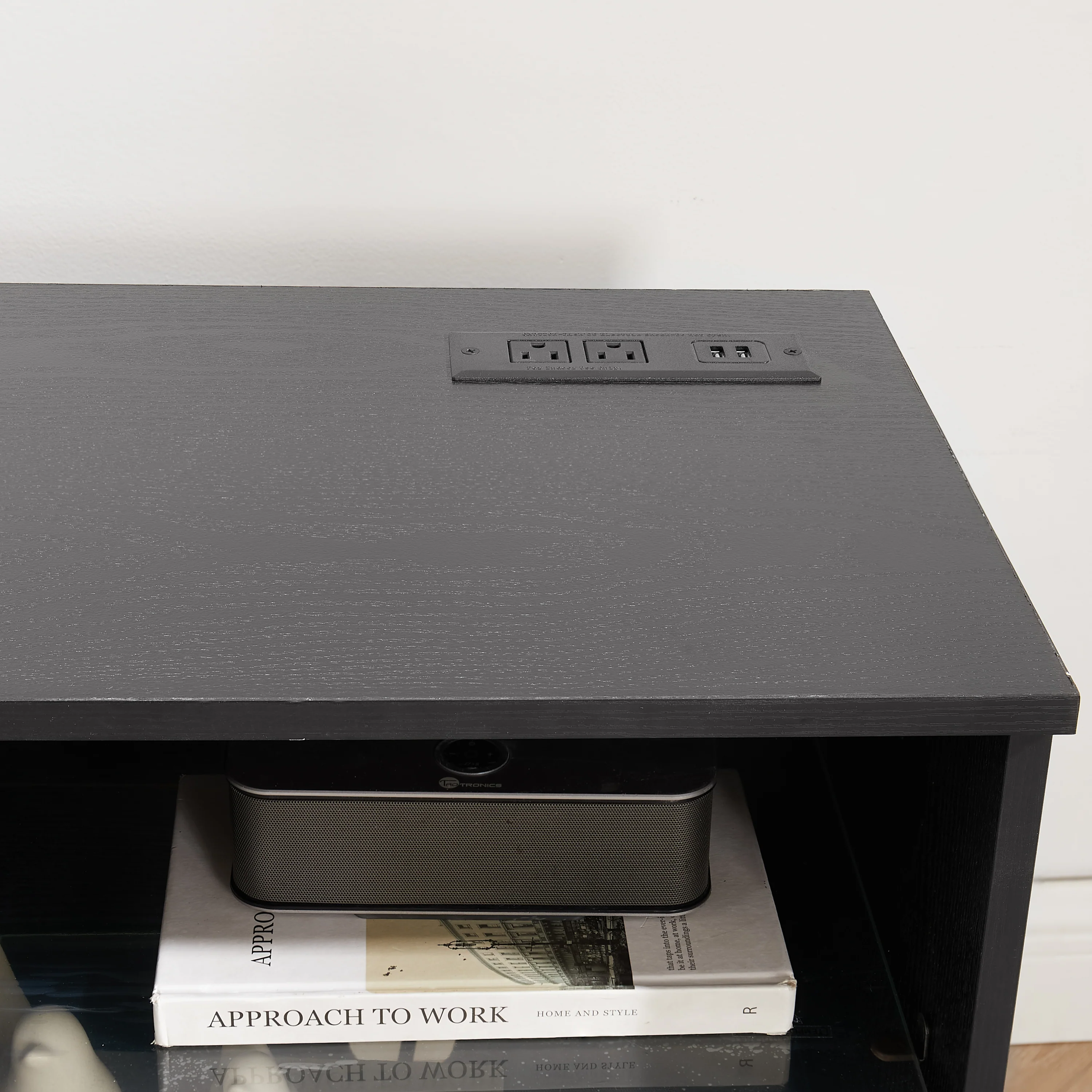 TV Stand Electric Fireplace TV Stand with Glass Shelves, 3D Fireplace TV Stand with LED Lights Wood with USB Charging Outlet Modern Television Table Center for TV up to 32-62' Black 58''W*15.4''D*24.4 - Image 19