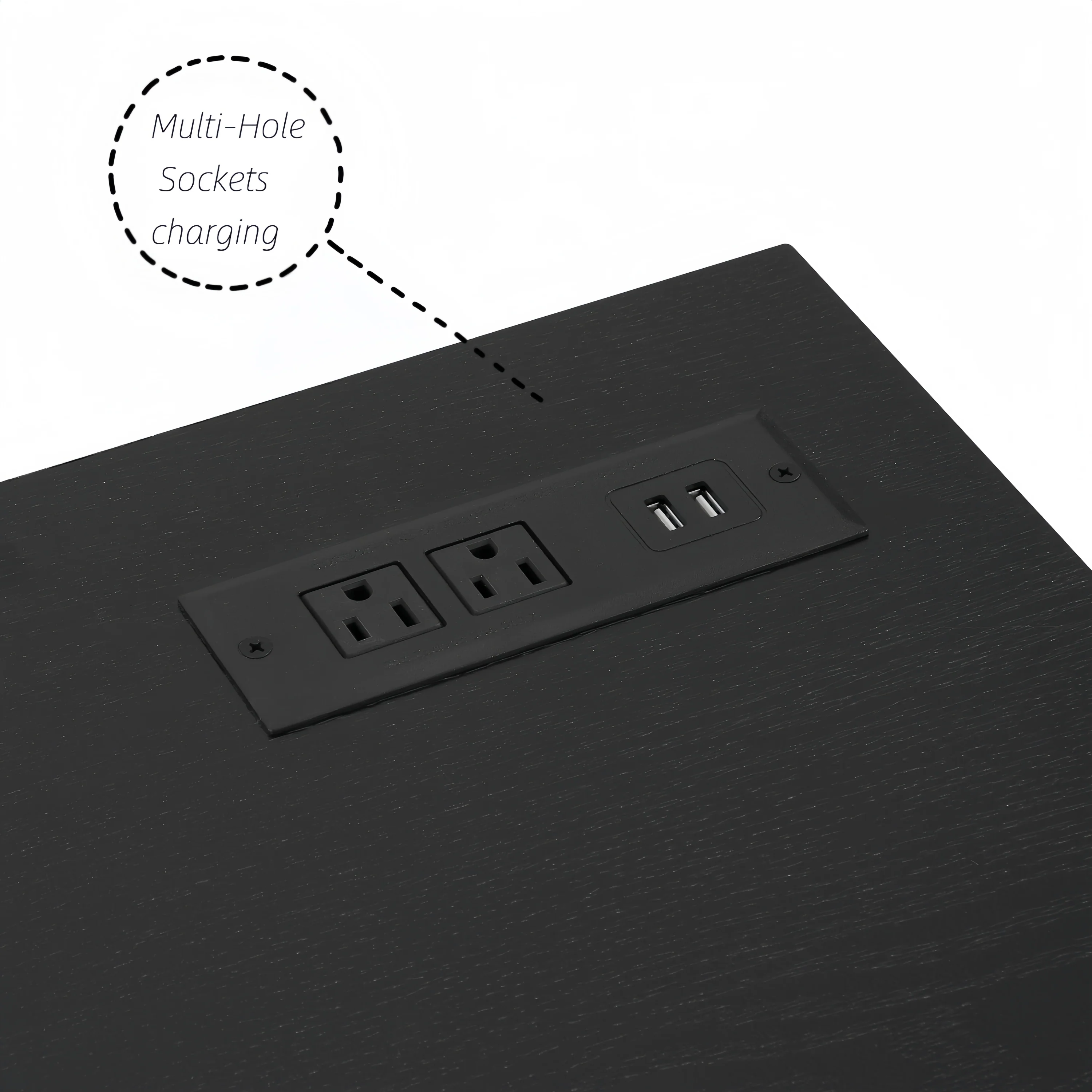 TV Stand Electric Fireplace TV Stand with Glass Shelves, 3D Fireplace TV Stand with LED Lights Wood with USB Charging Outlet Modern Television Table Center for TV up to 32-62' Black 58''W*15.4''D*24.4 - Image 8