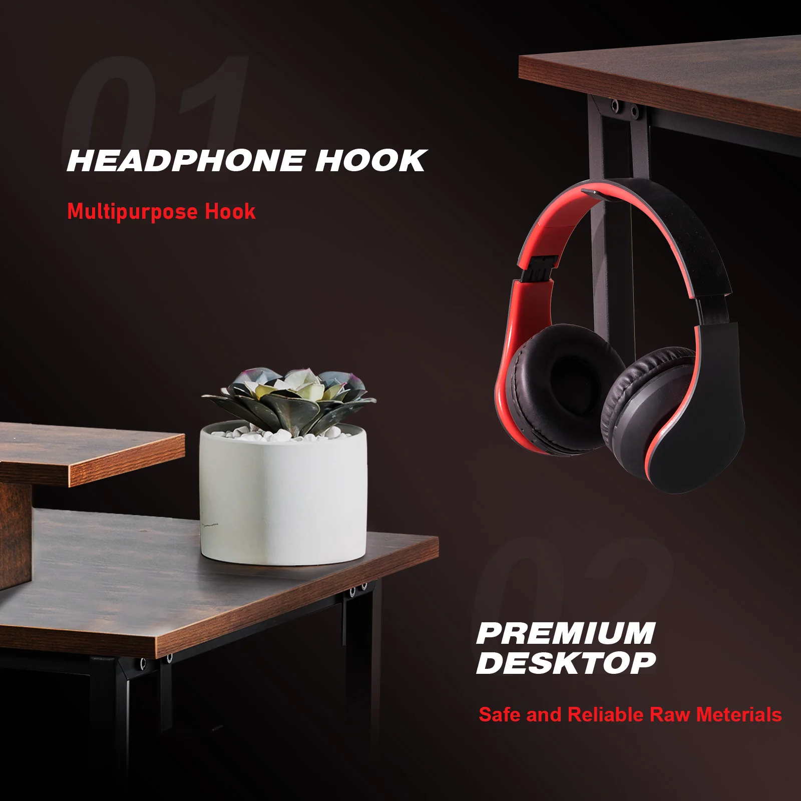 L-Shaped LED Gaming Desk with Monitor Stand - Image 34