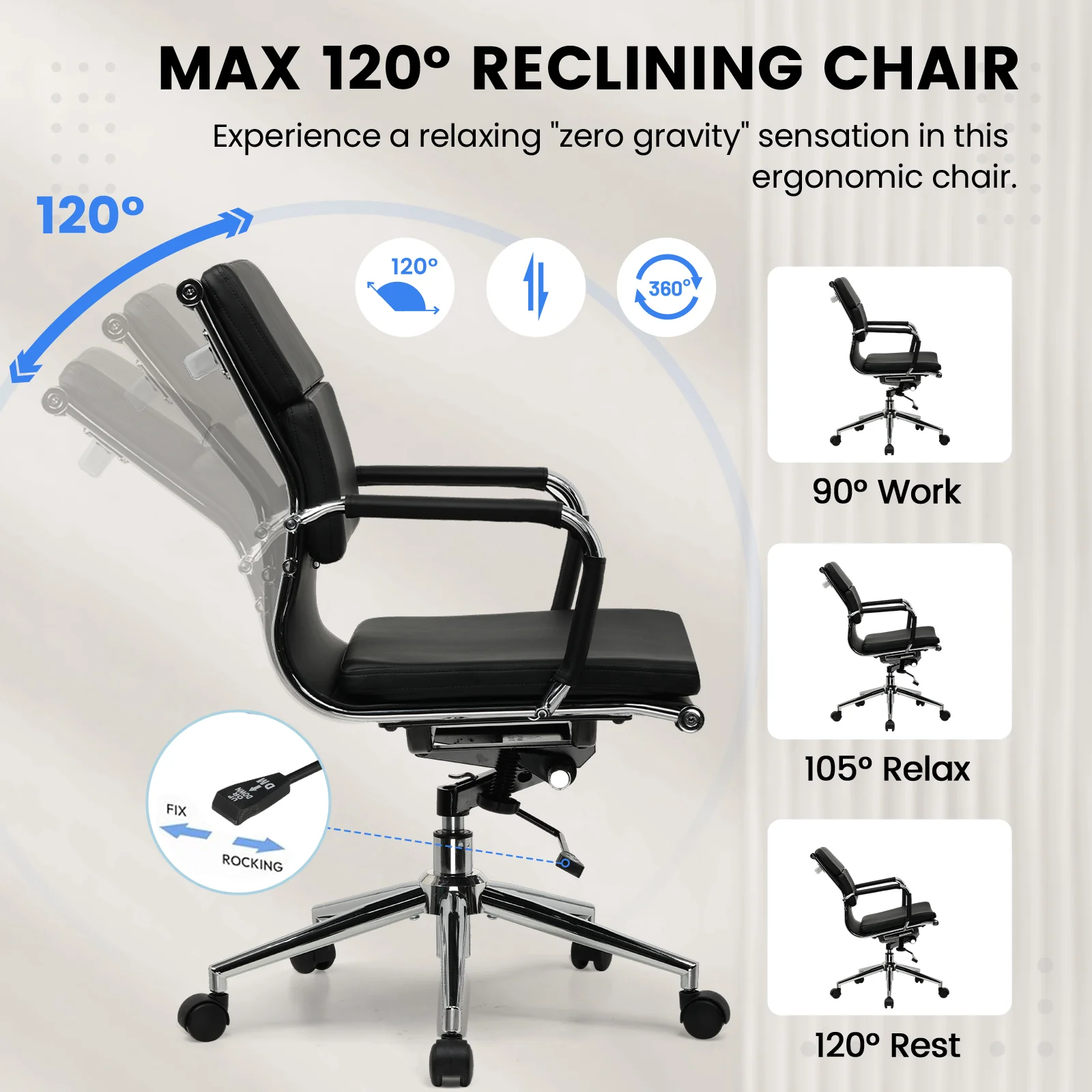 COMHOMA Mid Back Cushioned Office Chair CH017 - Image 12