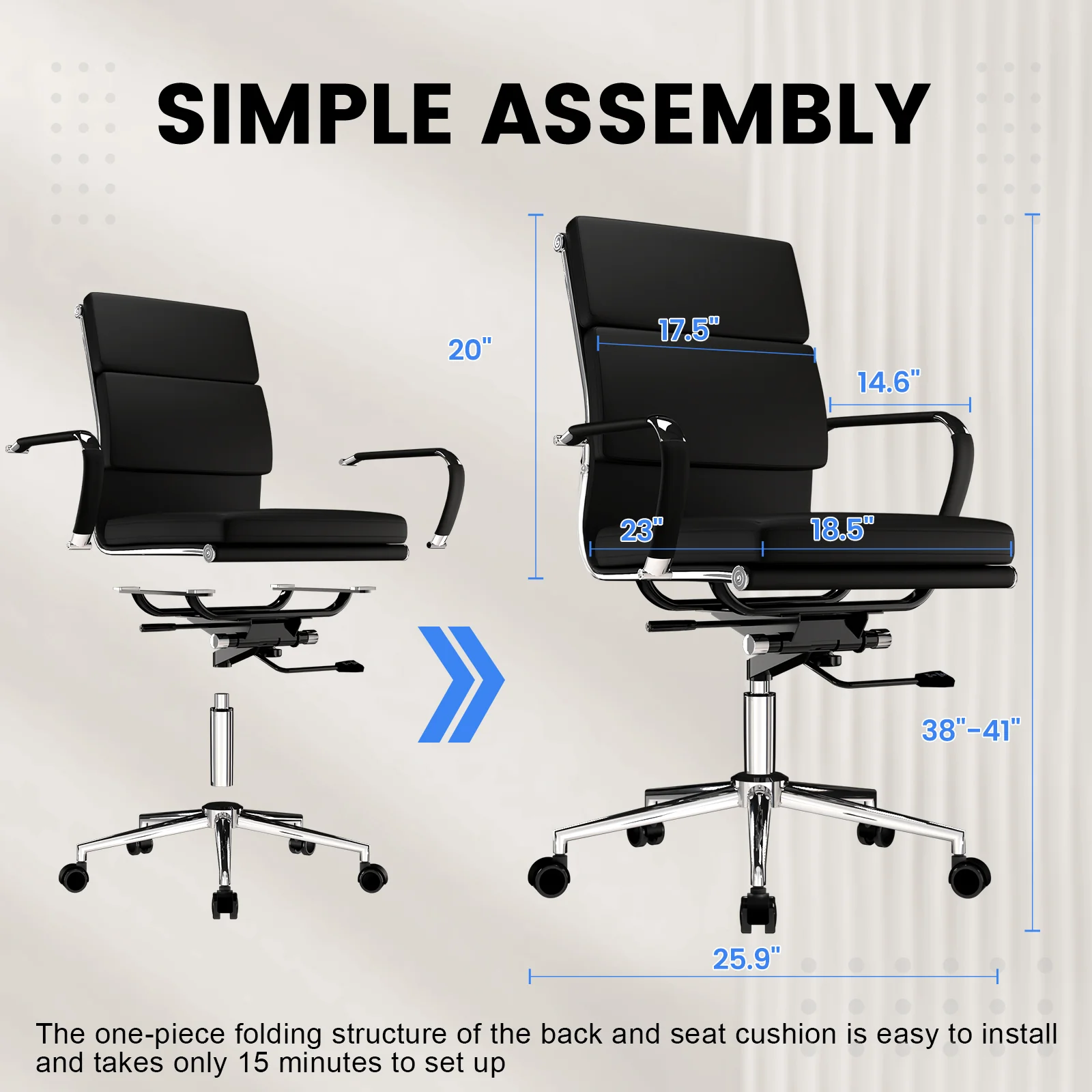 COMHOMA Mid Back Cushioned Office Chair CH017 - Image 9