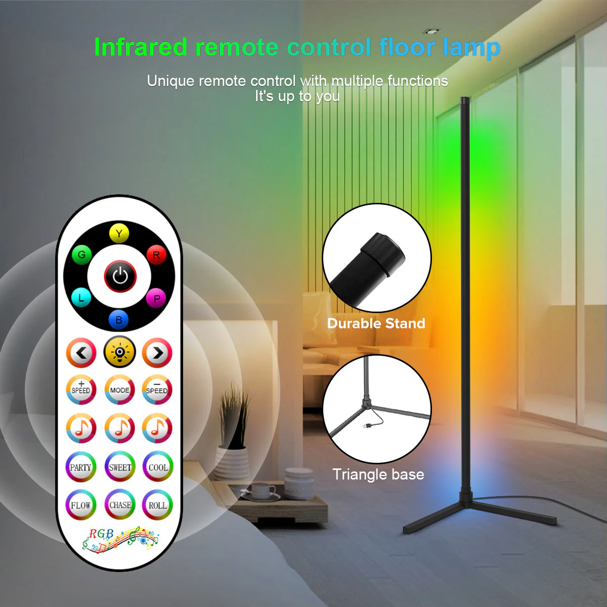 Modern RGB Corner Floor Lamp GT050 - Image 12