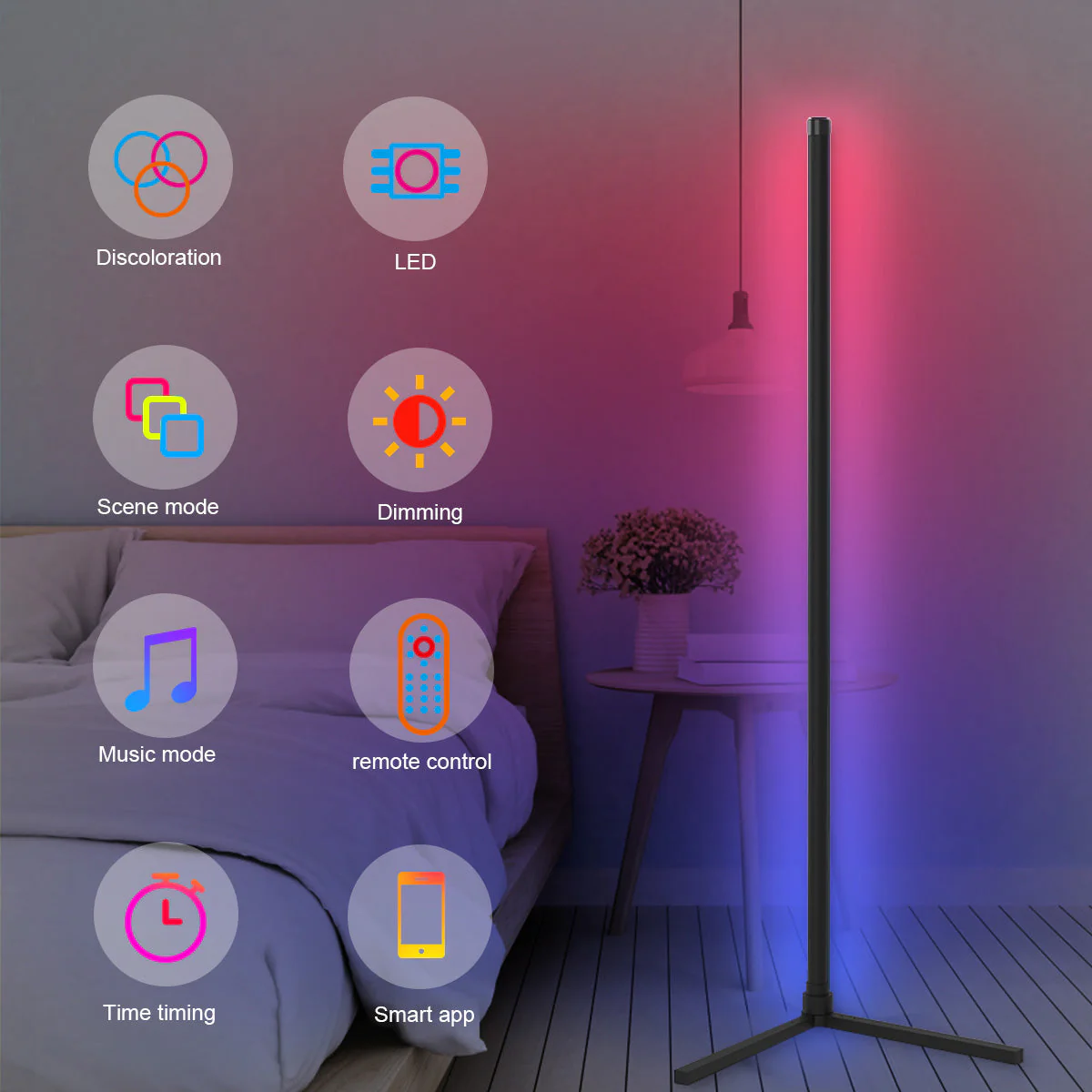 Modern RGB Corner Floor Lamp GT050 - Image 5