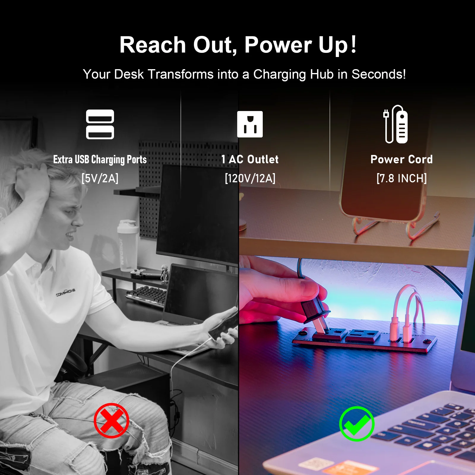 T -Shaped Series Gaming Desk GTP210 - Image 4