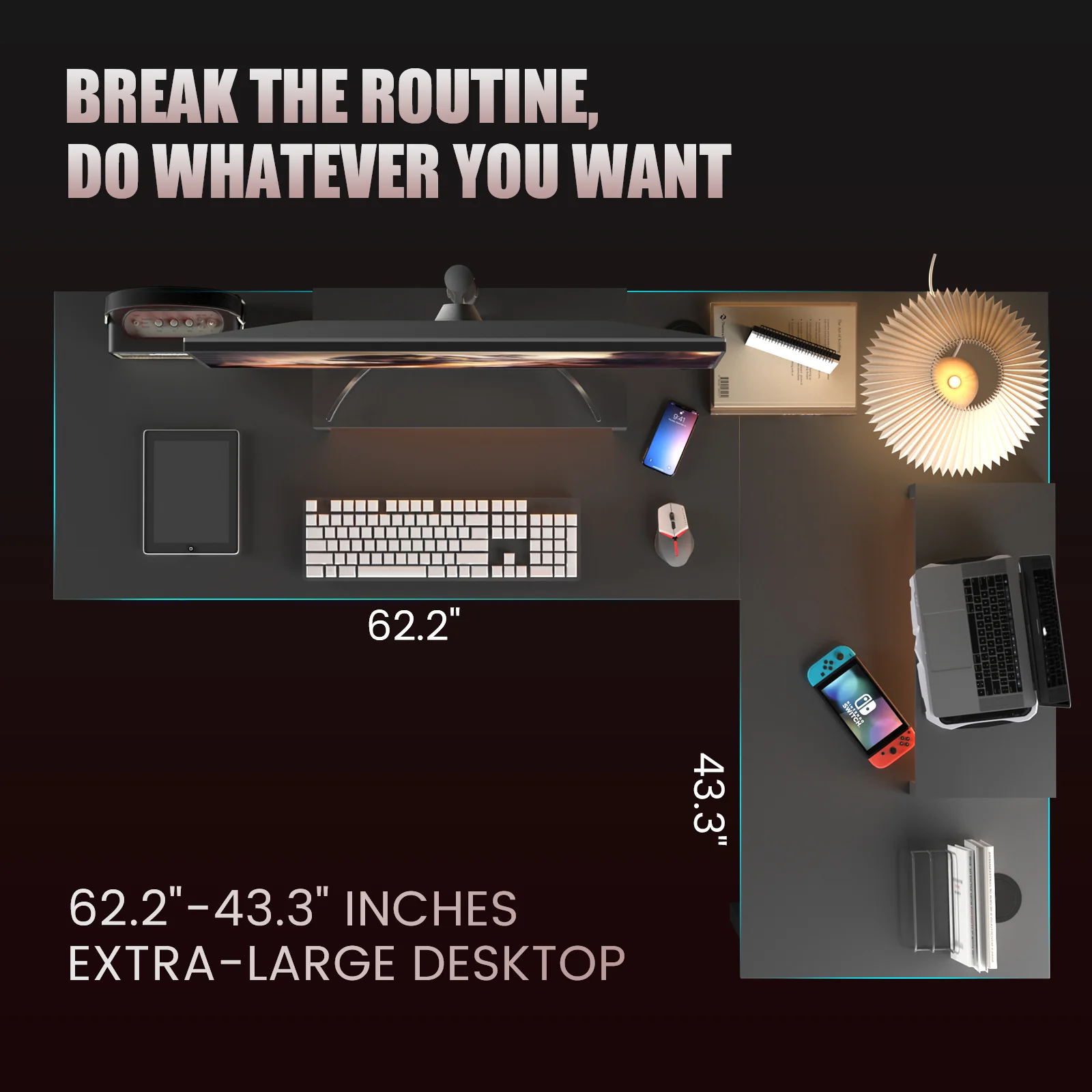 L-shaped Series RGB Gaming Desk GTZ-410 - Image 9