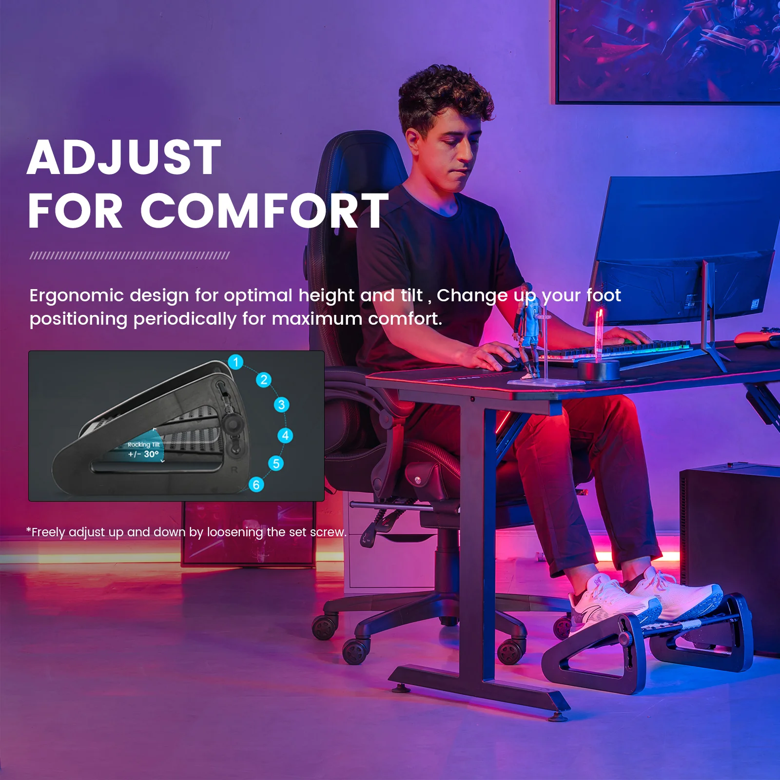 Adjustable Ergonomic Under Desk Footrest - Image 7